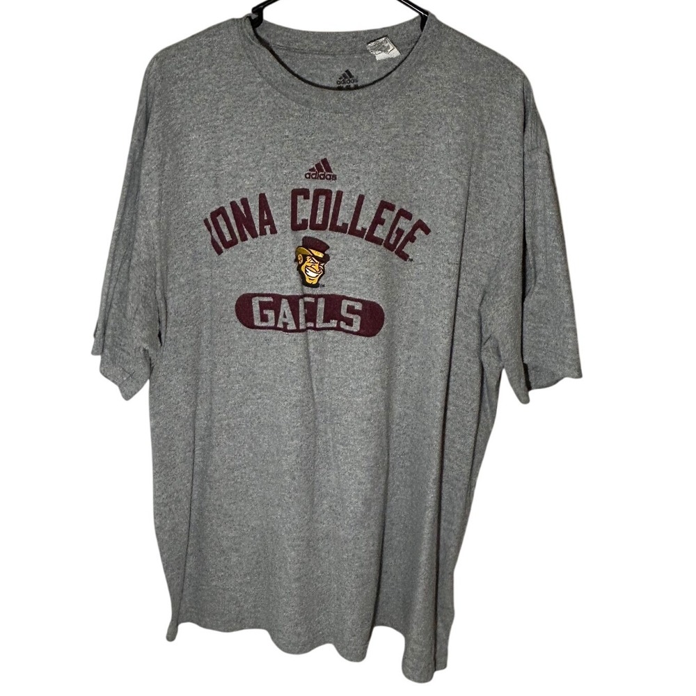 Adidas Iona College Gaels Gray Short-Sleeved Men's Tee Shirt Size 2XL